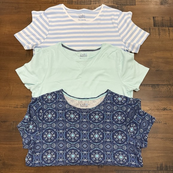 Croft & Barrow Set Of 3 Tops Shirts Women's Size Medium Floral Short Sleeve - Picture 1 of 4